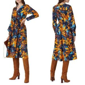 Marissa Webb Lily Floral Shirtdress long sleeve poplin cotton v-neck midi